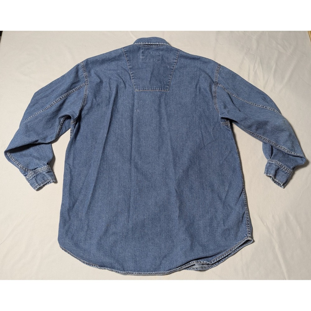 VTG 80s CALVIN KLEIN Weathered American Classic Blue Denim Shirt - Women Medium - Picture 2 of 16